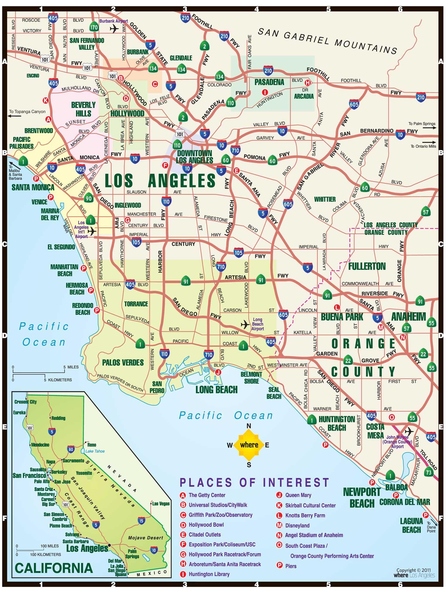 los angeles map with cities        <h3 class=